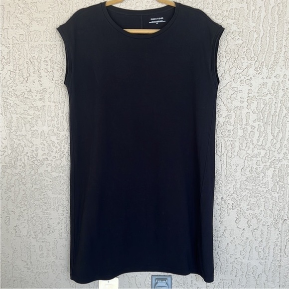 Eileen‎ Fisher Sleeveless Crewneck Black Organic Cotton Pullover Tank Dress - Picture 3 of 10